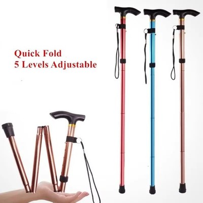 Multifunction Walking Stick Telescopic Trekking Cane Crutch For Elderly Outdoor