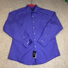 Arrow Dress Shirt Mens 17 34/35 Purple Poplin Fitted Wrinkle Free Button Up NWT