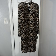 Fashion Nova Leopard Print Midi Dress 3XL – Long Sleeve w/ Side Slit NWT