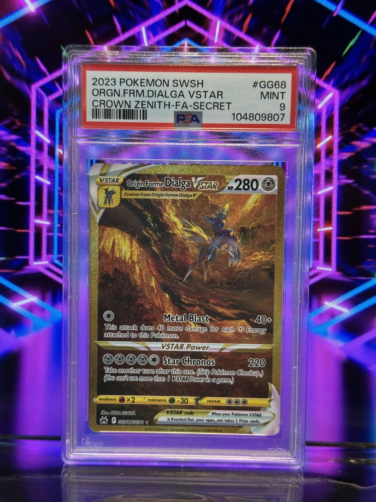 POKEMON ORIGIN FORM DIALGA VSTAR #GG68/GG70 CROWN ZENITH 2023 PSA 9