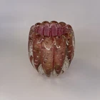 Murano Bullicante Art Glass Candle Holder Mid-Century Red & Gold Glass Vintage