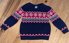 JANIE JACK BOYS NAVY RED PATTERN SWEATER SIZE 18-24M EXCELLENT COND LD2
