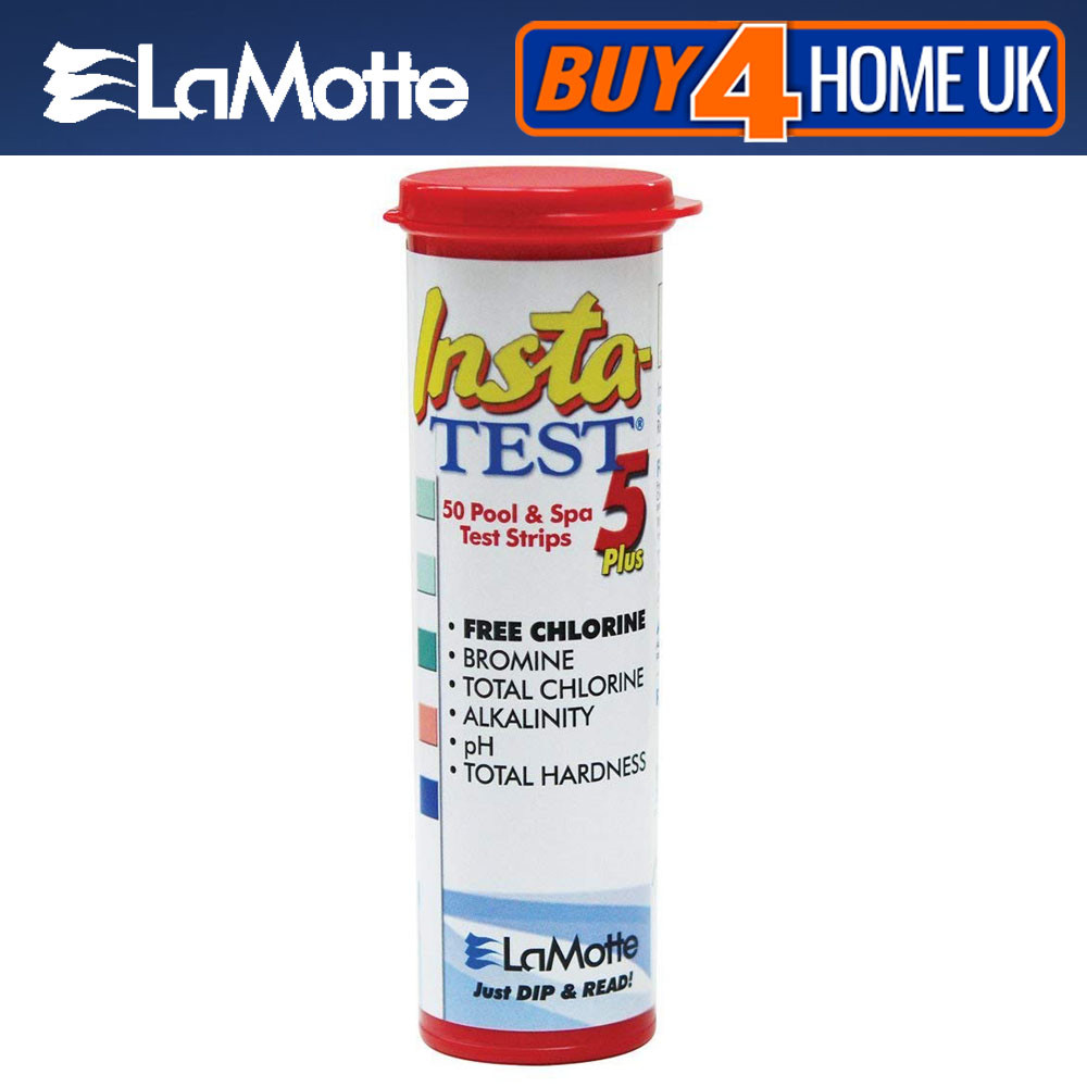 Insta Test 5 Plus - 50 tiras de lectura de inmersión para piscina y spa, cloro bromo pH alcalino