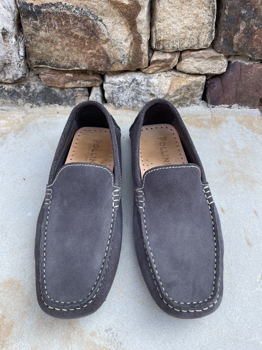 Pollini Made In Italy Suede Leather Gray Mens Loafers 39 US  display picture 1