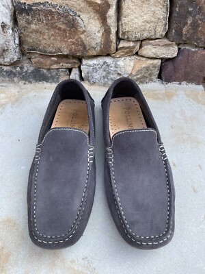 Pollini Made In Italy Suede Leather Gray Mens Loafers 39 US  display picture 1