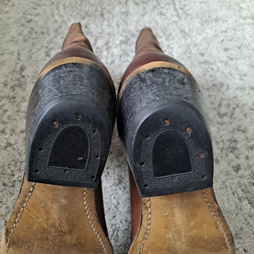 BOTAS VAQUERAS SHEPLER DE CUERO COMPLETO MARRÓN ORNAMENTADO PARA HOMBRE TALLA 8.5D ¡HECHAS EN EE. UU. BONITAS! - Imagen 16 de 16