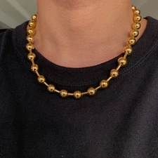  8/10/12mm Punk Cool Stainless Steel Ball Chain Necklace Choker Jewelry for Men