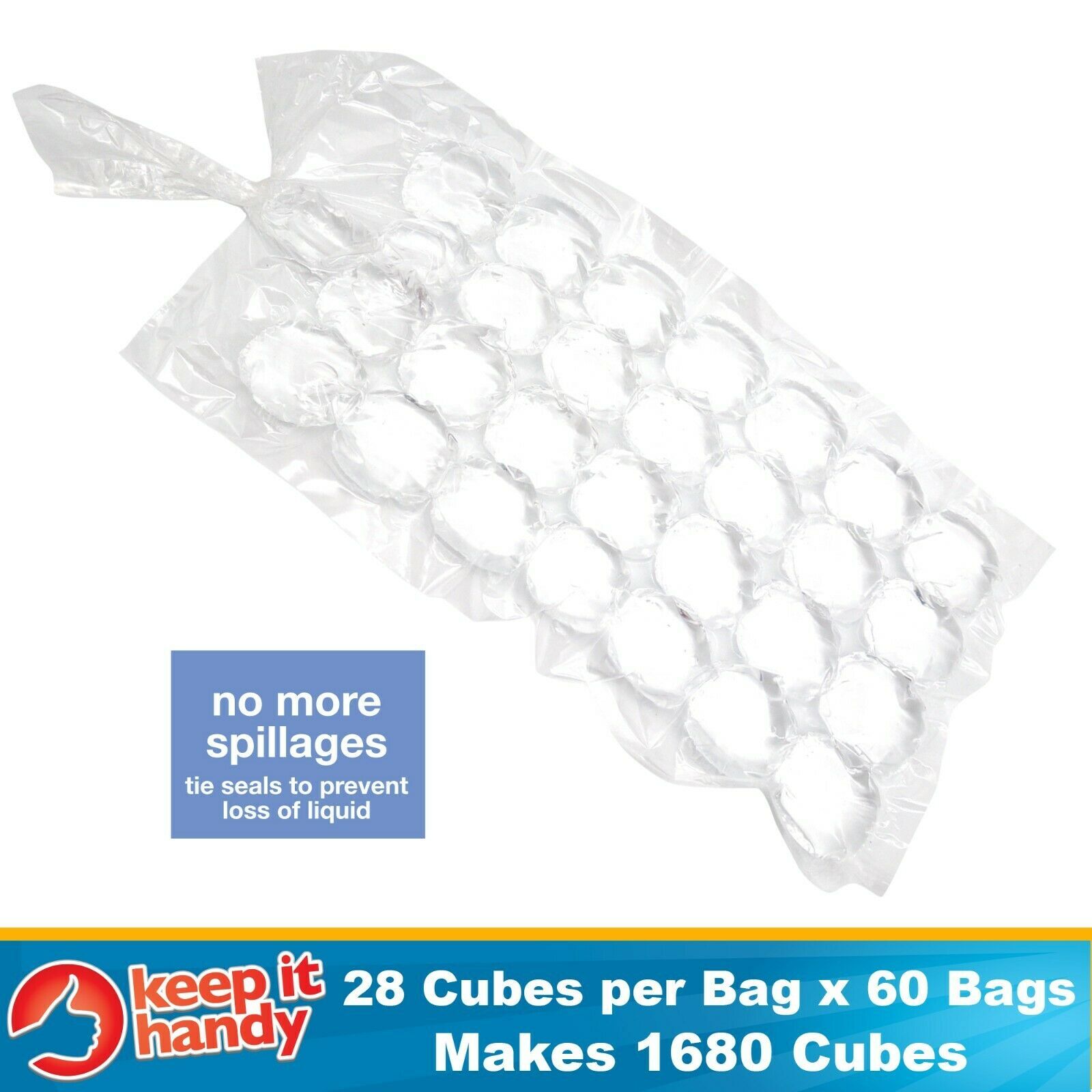 60 Ice Cube Freezer Bags 1680 Disposable Cubes Maker Clear Bag Fridge