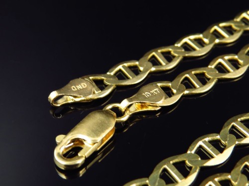 Solid 10K Yellow Gold Flat Mariner Link Chain (6.MM) - Afbeelding 6 van 8
