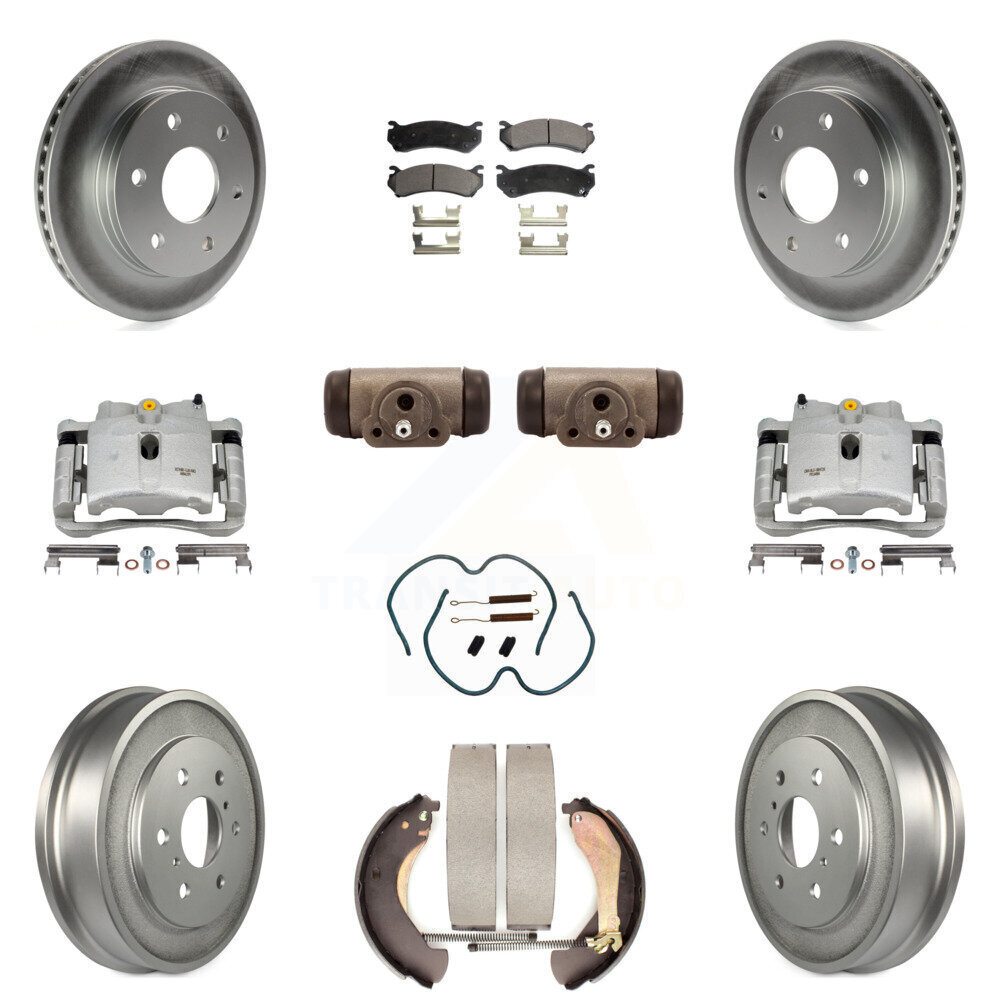 Front Rear Brake Caliper Rotor Drum Semi-Metallic Pad Shoe Cylinder Kit for Vehicles