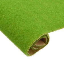 4pcs Artificial Model Grass Mat 10" x 10" Light Green Realistic Fake Turf