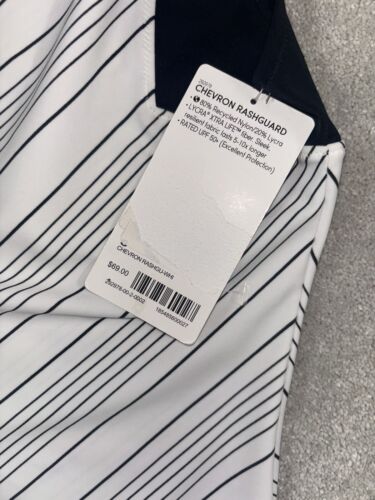 Top de natación ATHLETA Chevron Rashguard blanco y negro S pequeño UPF - Imagen 3 de 7