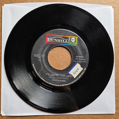 STEPPENWOLF It's Never Too Late POP ROCK 45 7'' Record Vinyl Records