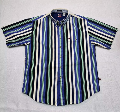 Vtg Bugle Boy Classics Shirt Mens L Vertical Wide Stripe 90's Baggy Y2k NKOB - Picture 3 of 13