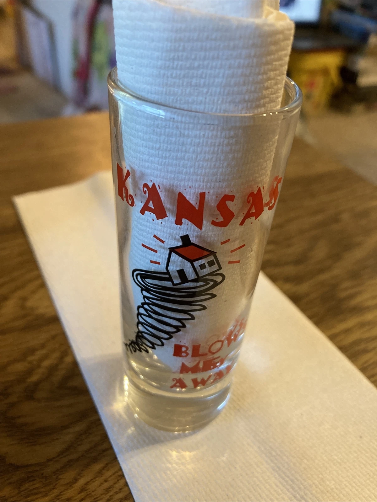 Vintage Shot Glass 4" Shooter   Kansas Blows me away