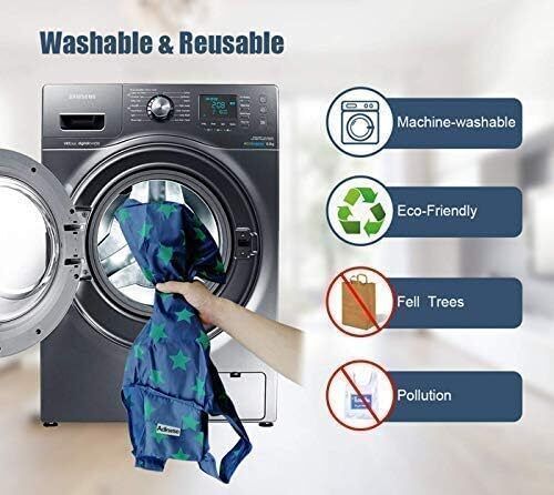6 Pack Reusable Shopping Grocery Bags with Pouch Foldable, Washable , 35LB Weigh - Picture 4 of 6