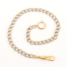 Pocket Watch Chain Vintage 11-1/2 inches Gold Tone - FH276