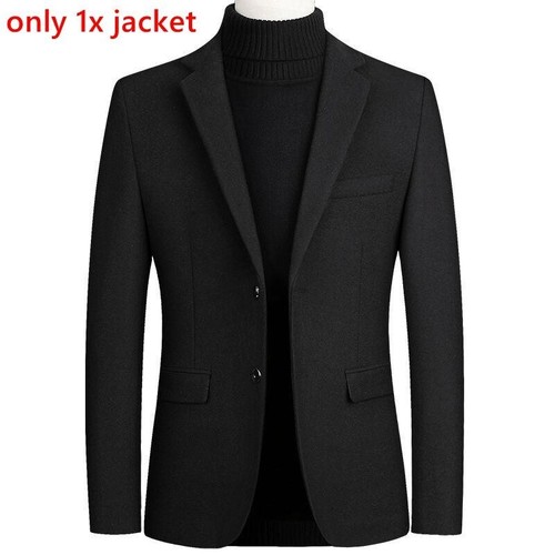 Business Men Woolen Blend Suit Jacket Coat Blazer Two Button Slim Fit Party Coat - Picture 13 of 15