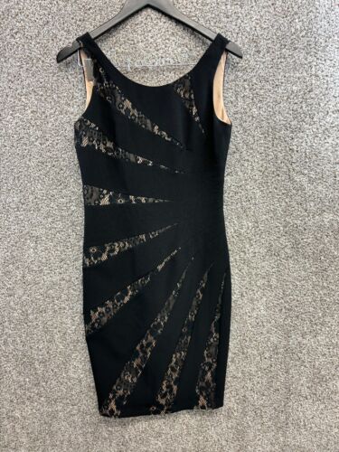 Adrianna Papell Black Cocktail Dress Lace Overlay Tank Dress Women's Size 6