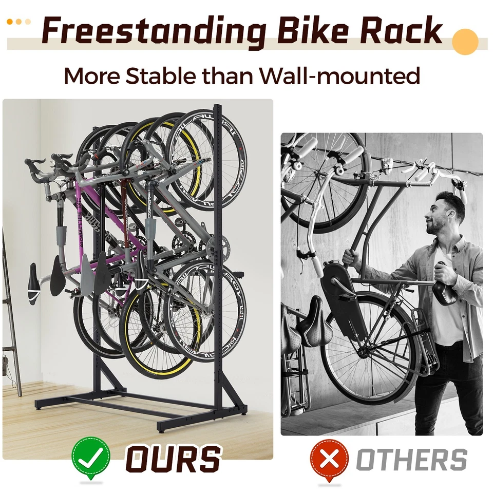 Danrelax Freestanding Bike Storage Rack, 300 lbs 5 Bikes Capacity, Black - Image 3 of 4