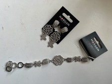 NEU Set Morgan esprit Ohrringe Ohrclips Clips + Armband Strass Silber z Konplott