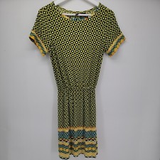 New Directions Womens Yellow Green Dress Size PS Geometric