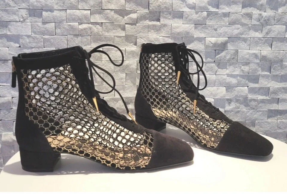 CHRISTIAN DIOR Naughtily D filet de pêche botte cheville taille 36 (US 6)