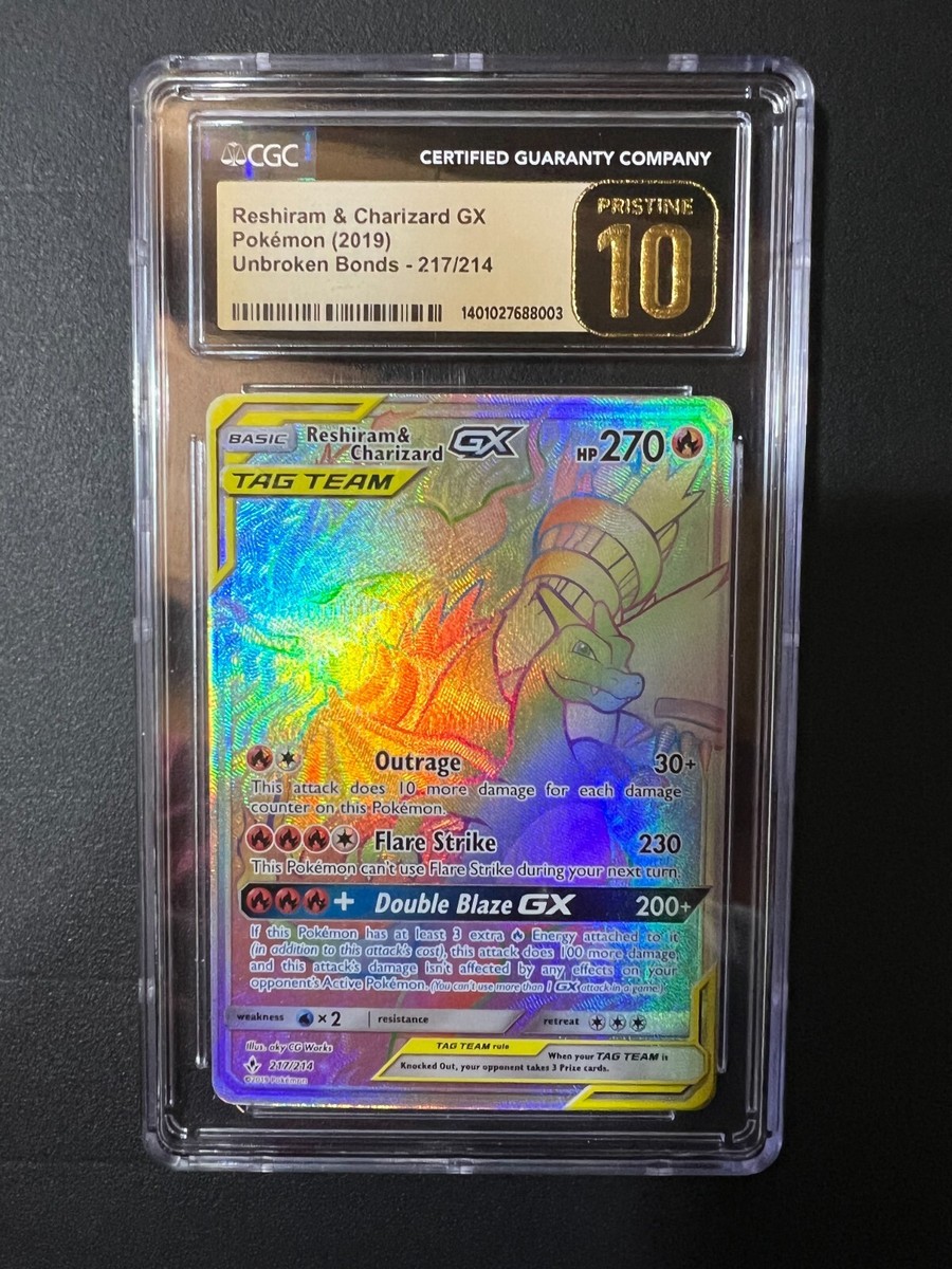 Reshiram & Charizard TAG TEAMカード Reshiram & Charizard GX rainbow rare -217/214 PRISTINE 10 | eBay
