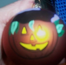 NIB TEDDYS & TOYS COLLECTIBLES "Pumpkin" Glass Ornament - 1996