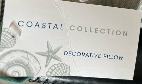 Coastal Collection Beaded PIllow Decorative Beach Turquoise Beige New w/Tag - Picture 5 of 10