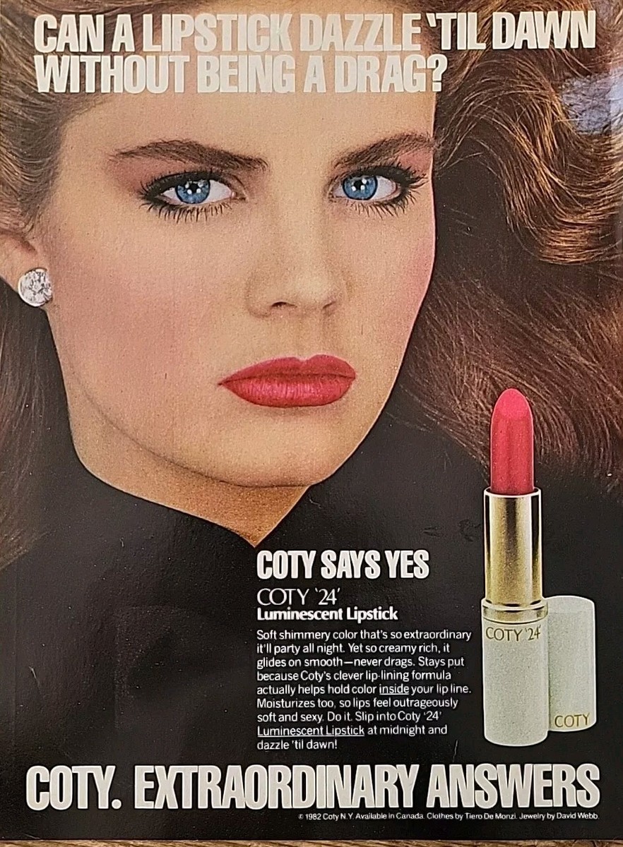 1982 Coty 24 Luminescent lipstick red lips makeup Cosmetics