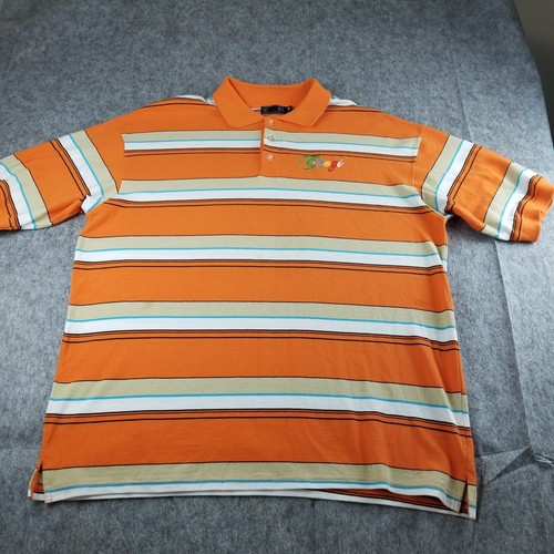 Coogi Polo Shirt Mens 4XL Green Orange Stripe Logo Embroidered - Picture 2 of 7