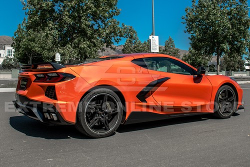 For 20-Up Corvette C8 | 5VM Style BLACK ABS Plastic Side Skirts Rocker Panels - Picture 6 of 12