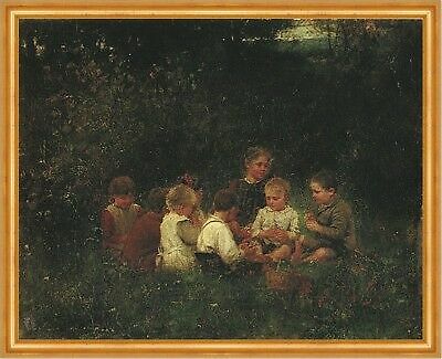 Niños jugando prado de flores juego para niños niños niñas LW Johann Sperl A2 37 - Imagen 1 de 1