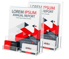 NIUBEE 2-Pk Acrylic Business Card & Brochure Holders 10"x9" Slanted Back Support