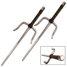 18" Martials Arts Metal Sai Chrome Finished Set of Two