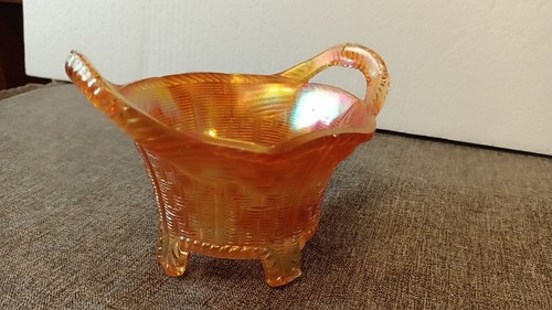 NORTHWOOD 8 SIDED IRIDESCENT AMBER BUSHEL BASKET - Picture 6 of 7