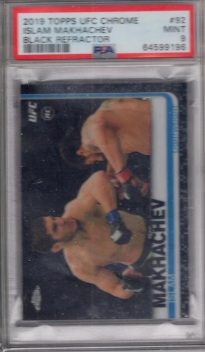 2019 Topps UFC Chrome ISLAM MAKHACHEV #92 RC BLACK REFRACTOR 09/10 PSA 9 MINT