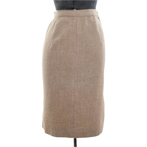 Vintage 50er Jahre XS Haferflocken Beige Wolle Midi Bleistiftrock