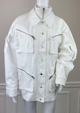 I Am Gia White Elevara Jacket Military Style Zip With Snaps Double Collar Size S