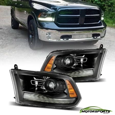 Alpahrex FIT 2009-2018 Dodge Ram Jet Black LED DRL Projector Headlights