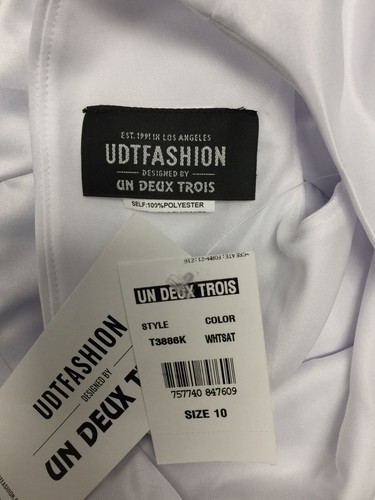 $220 Un Deux Trois Kid's Girl's White Sleeveless Satin Dress Size 10 - Picture 3 of 3