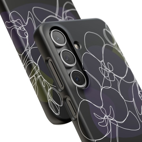 Snap Cases, Black Orchid Line Art Drawing Phone Case, Floral Phone Cover, - 第 149/228 張圖片