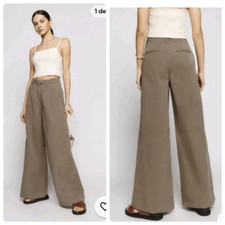 Reformation Trousers Womens 2 High Waisted Wide Leg Lyocell Pleated Black