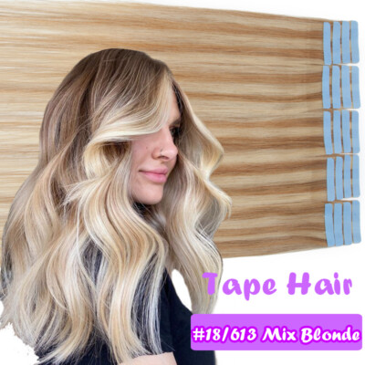 Brown Soft Tape In 100% Real Remy Human Hair Extensions Skin Weft Full Head USA