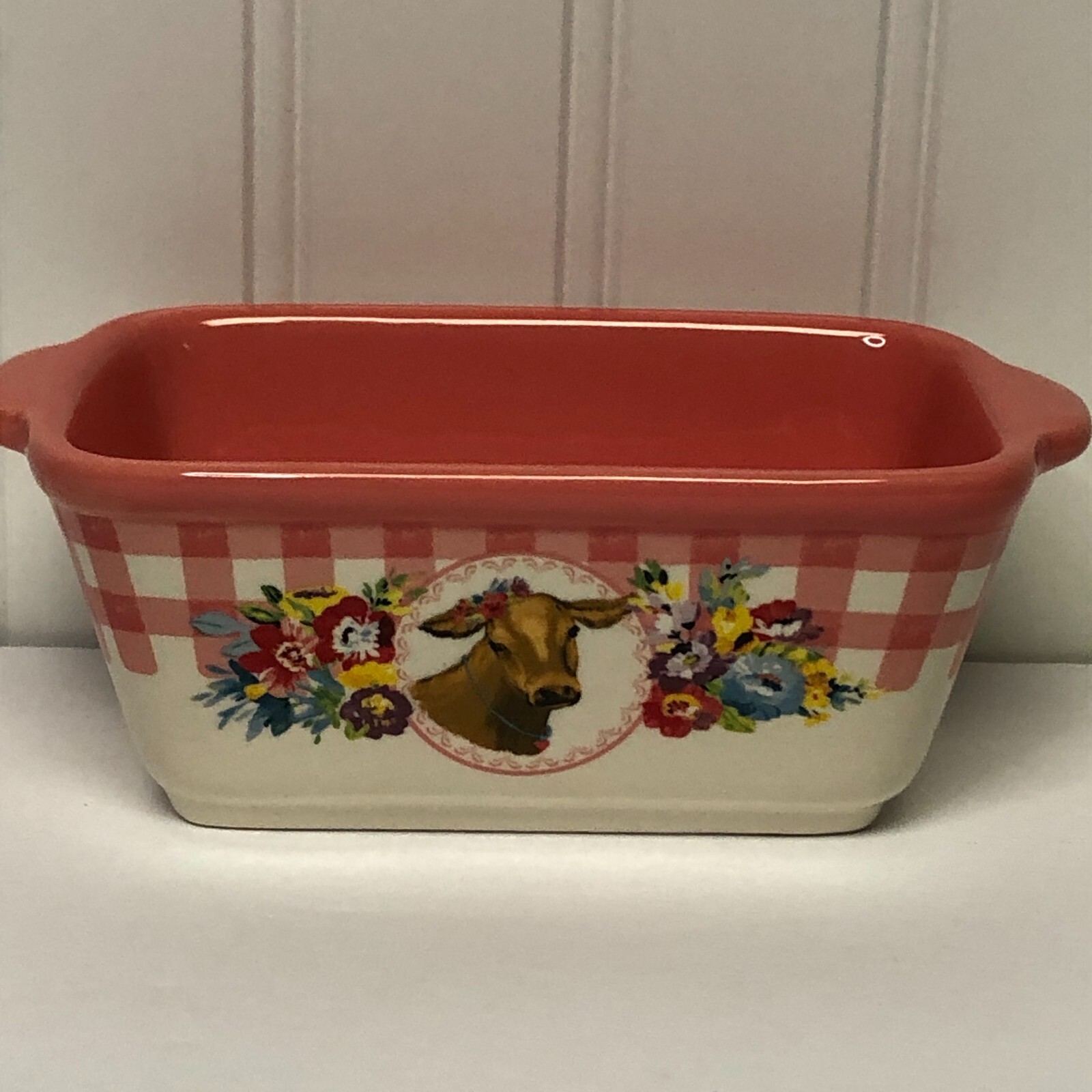 Pioneer Woman Mini Ceramic Loaf Pan Floral Sweet Romance Gingham New  *U Pick