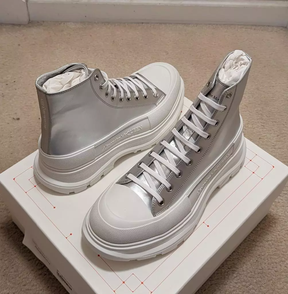 $850 Mens Alexander Tread Slick Silver/White High Sneakers 44 US | eBay