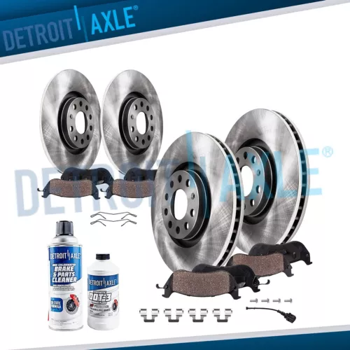11.34" Front 10.24" Rear Brake Rotors Ceramic Pads Kit for Volkswagen Jetta Golf