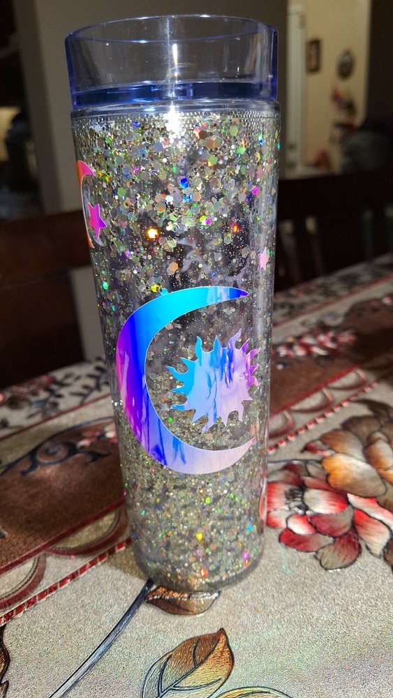 Custom Snowglobe Glitter Tumbler with Falling Sparkles