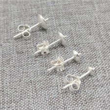 10 Pairs of 925 Sterling Silver Cup Earring Posts with Cup Back 3mm 4mm 5mm 6mm